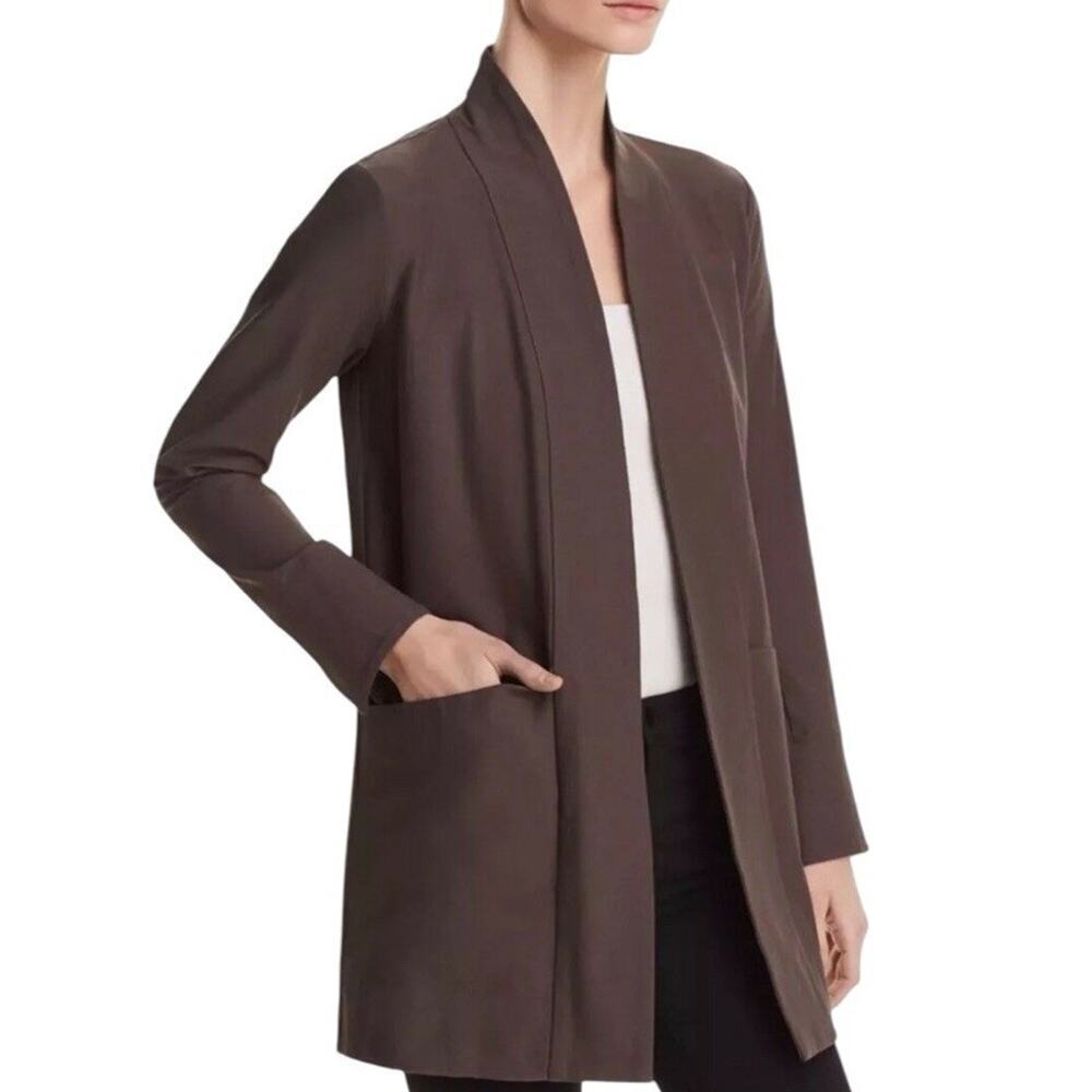 Eileen Fisher Washable Stretch Crepe Kimono Jacket Blazer S Petite Shawl‎ Collar